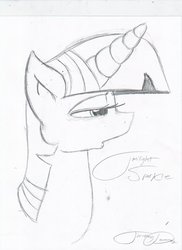 Size: 850x1170 | Tagged: safe, artist:digitaldomain123, twilight sparkle, g4, female, monochrome, solo, traditional art