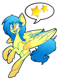 Size: 4847x6630 | Tagged: safe, artist:sorrowatthename, oc, oc only, oc:blueberry blitz, pegasus, pony, absurd resolution, colored pupils, open mouth, simple background, solo, speech bubble, stars, transparent background, wings