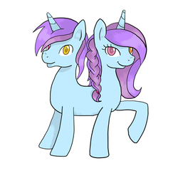 Size: 894x894 | Tagged: safe, artist:fluttergore, oc, oc only, pony, unicorn, conjoined, conjoined twins, female, fusion, heterochromia, male, mare, pushmi-pullyu, solo, stallion, two heads