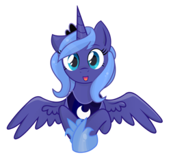 Size: 1875x1771 | Tagged: safe, artist:negasun, princess luna, alicorn, pony, g4, bust, female, looking at you, mare, s1 luna, simple background, solo, spread wings, transparent background, wings