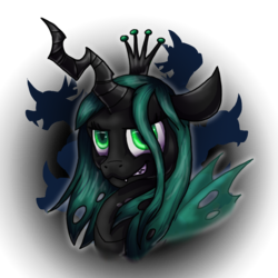 Size: 800x800 | Tagged: safe, artist:fire-topaz, artist:katie-brony, queen chrysalis, changeling, changeling queen, g4, crown, female, jewelry, portrait, regalia, solo