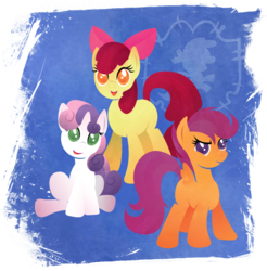 Size: 901x916 | Tagged: safe, artist:rariedash, apple bloom, scootaloo, sweetie belle, earth pony, pegasus, pony, unicorn, g4, blank flank, cutie mark crusaders, female, filly, foal, hooves, horn, lineless, open mouth, sitting, solo, spread wings, wings