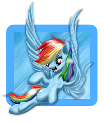 Size: 2000x2347 | Tagged: safe, artist:mykegreywolf, rainbow dash, pegasus, pony, g4, female, flying, large wings, open mouth, sky, smiling, solo, wings