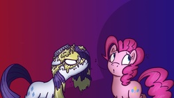 Size: 1920x1080 | Tagged: safe, artist:professor-ponyarity, pinkie pie, rarity, g4, duo, messy, pie, pied