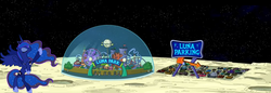 Size: 2579x886 | Tagged: safe, princess luna, g4, crossover, futurama, luna park, male, moon, pun