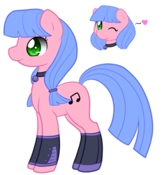 Size: 662x714 | Tagged: safe, artist:abyssseraphic, oc, oc only, earth pony, pony, bell, bell collar, collar, heart, solo, wink