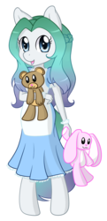 Size: 483x1000 | Tagged: safe, artist:abyssseraphic, oc, oc only, rabbit, anthro, anthro oc, clothes, dress, solo, teddy bear