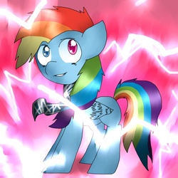 Size: 900x900 | Tagged: safe, artist:luminovia, rainbow dash, g4, female, heterochromia, mage dash, solo