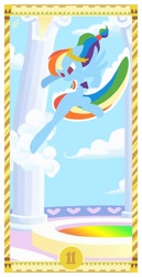 Size: 400x775 | Tagged: safe, artist:janeesper, rainbow dash, g4, action pose, clothes, dress, female, gala dress, pillar, solo, tarot card