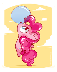 Size: 550x700 | Tagged: safe, artist:php56, pinkie pie, earth pony, pony, g4, balloon, blowing up balloons, bubblegum, chibi, cute, diapinkes, female, mare, solo, then watch her balloons lift her up to the sky