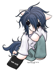 Size: 600x794 | Tagged: safe, artist:puppet-runo, semi-anthro, death note, l, l lawliet, ponified, solo