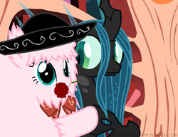 Size: 650x500 | Tagged: safe, queen chrysalis, oc, oc:fluffle puff, g4