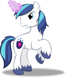 Size: 5950x7000 | Tagged: safe, artist:theshadowstone, shining armor, g4, absurd resolution, frown, glowing horn, horn, magic, male, rearing, simple background, solo, transparent background, unshorn fetlocks, vector