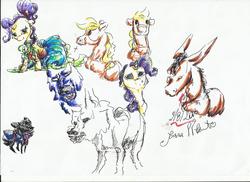 Size: 2338x1700 | Tagged: safe, artist:394vikingpinkiepie, applejack, rarity, g4, clothes, dress, traditional art