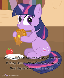 Size: 500x603 | Tagged: safe, artist:dm29, twilight sparkle, g4, apple, butter, cute, eating, female, insane pony thread, solo, waffle