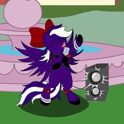 Size: 2000x2000 | Tagged: safe, artist:sky-sketch, oc, oc only, pegasus, pony, bipedal, microphone, solo
