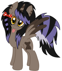 Size: 893x1021 | Tagged: safe, artist:funniangelo, oc, oc only, alicorn, pony, alicorn oc, bow, solo, tongue out