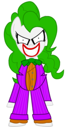 Size: 584x1136 | Tagged: safe, artist:funniangelo, pinkie pie, g4, clothes, crossover, female, grin, insanity, pinkie joker, smiling, solo, the joker