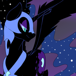 Size: 894x894 | Tagged: safe, artist:mylittlesheepy, nightmare moon, g4, female, smiling, solo