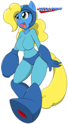 Size: 1045x1888 | Tagged: safe, artist:angelthecatgirl, oc, oc only, oc:pixie, earth pony, anthro, anthro oc, breasts, cosplay, crossover, female, mega man (series), megamare, solo