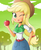 Size: 1784x2162 | Tagged: safe, artist:the-butch-x, applejack, equestria girls, g4, apple, belt, belt buckle, blushing, clothes, cowboy hat, cowgirl, denim skirt, female, food, hand on hip, hat, obligatory apple, skirt, solo, stetson, wink