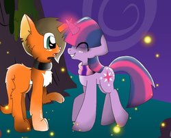 Size: 995x803 | Tagged: safe, artist:owlcitymechatron, twilight sparkle, g4, crossover, crossover shipping, curved horn, female, firestar, horn, male, shipping, straight, twifirestar, warrior cats