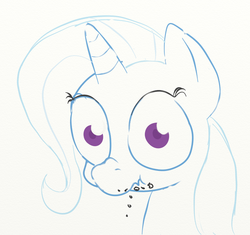 Size: 835x785 | Tagged: safe, artist:evetssteve, trixie, pony, unicorn, g4, crumbs, female, mare, scrunchy face, sketch, solo, wide eyes