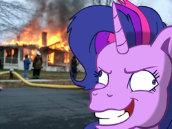 Size: 500x375 | Tagged: safe, twilight sparkle, g3, g4, derp, disaster girl, g4 to g3, generation leap, meme, twilight snapple, watch the world burn