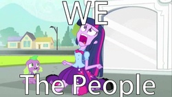 Size: 1366x768 | Tagged: safe, spike, twilight sparkle, dog, equestria girls, g4, exploitable meme, image macro, meme, spike the dog, text, twiscream, wwe, zeb colter