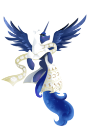 Size: 2550x3501 | Tagged: safe, artist:azurainalis, princess luna, g4, clothes, female, flying, journey, robe, simple background, solo