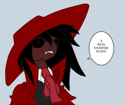 Size: 1018x855 | Tagged: safe, artist:ardonsword, pony, alucard, glasses, hat, hellsing, ponified, solo