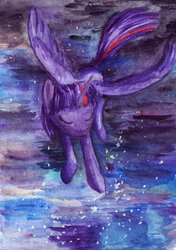 Size: 900x1281 | Tagged: safe, artist:blue-dolmatin, twilight sparkle, alicorn, pony, g4, female, mare, solo, traditional art, twilight sparkle (alicorn)