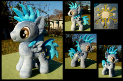 Size: 1458x955 | Tagged: safe, artist:fireflytwinkletoes, oc, oc only, pegasus, pony, irl, multiple views, outdoors, photo, plushie, spread wings, wings