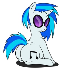 Size: 650x722 | Tagged: safe, artist:calorie, dj pon-3, vinyl scratch, g4, butt, chubby, female, looking at you, plot, solo