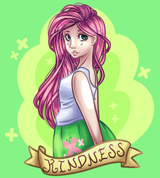 Size: 1800x2000 | Tagged: safe, artist:looji, fluttershy, human, g4, clothes, female, humanized, old banner, solo