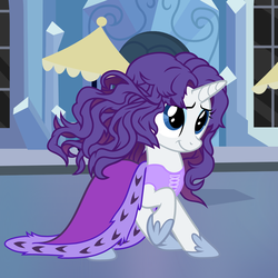 Size: 6000x6000 | Tagged: safe, artist:beavernator, rarity, pony, unicorn, g4, absurd resolution, alternate hairstyle, cape, cloak, clothes, female, horn, mare, messy mane, solo