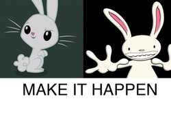 Size: 800x595 | Tagged: safe, angel bunny, g4, crossover, exploitable meme, it happened, make it happen, max (sam and max), meme, sam and max, this will end in tears