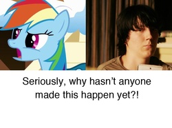 Size: 800x595 | Tagged: safe, rainbow dash, human, pegasus, pony, g4, my little pony: friendship is magic, season 1, winter wrap up, crossover, exploitable meme, female, irl, irl human, little miss sunshine (movie), make it happen, male, mare, meme, movie, photo