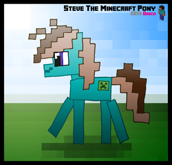 Size: 3163x3037 | Tagged: safe, artist:great-5, creeper, crossover, minecraft, pixelated, ponified, steve, steve?