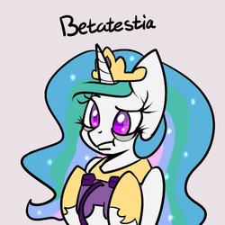 Size: 500x500 | Tagged: safe, artist:slavedemorto, princess celestia, g4, :t, controller, female, frown, hoof hold, pun, solo, tired