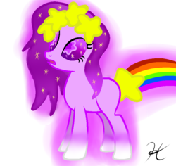 Size: 800x754 | Tagged: safe, artist:the-harli-hamster, oc, oc only, earth pony, pony, floral head wreath, rainbow, solo, stars