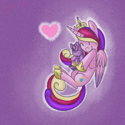 Size: 894x894 | Tagged: safe, artist:fountainstranger, princess cadance, twilight sparkle, alicorn, pony, g4, crown, eyes closed, female, folded wings, hoof shoes, jewelry, plushie, regalia, solo, tiara, wings