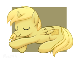 Size: 839x660 | Tagged: safe, artist:moozua, oc, oc only, oc:ticket, alicorn, pony, alicorn oc, sleeping, solo