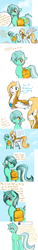 Size: 1280x8514 | Tagged: safe, artist:azure-doodle, lyra heartstrings, oc, oc:ice shine, pegasus, pony, unicorn, g4, armor, cloud, cloudsdale, comic, crying, dialogue, female, male, mare, royal guard, sexually confused lyra, sky, stallion, tumblr