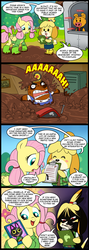 Size: 713x2000 | Tagged: safe, artist:madmax, fluttershy, comic:the town, g4, animal crossing, bottomless, clothes, comic, crossover, death note, isabelle, mr. resetti, partial nudity, sweater, sweatershy