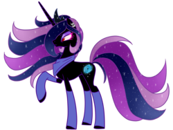 Size: 1600x1200 | Tagged: safe, artist:celestialess, oc, oc only, oc:princess celestialess, black hole pony, bandana, black hole, concave belly, ethereal mane, female, long mane, long tail, mare, ponified, side view, slender, solo, starry mane, starry tail, tail, tall, thin