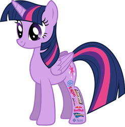 Size: 2000x2022 | Tagged: safe, twilight sparkle, alicorn, pony, g4, battery, decal, doritos, energizer, exxon, female, intel, mare, nascar, product placement, red bull, simple background, smiling, solo, sponsor, sun, twilight sparkle (alicorn), verizon, white background