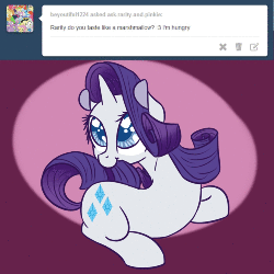 Size: 500x500 | Tagged: safe, artist:rastaquouere69, rarity, ask rarity and pinkie, g4, animated, cute, diabetes, female, marshmallow, nom, raribetes, solo, tumblr