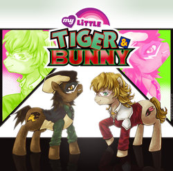 Size: 898x889 | Tagged: safe, artist:nschang, barnaby brooks jr., crossover, duo, kotetsu t. kaburagi, ponified, tiger and bunny