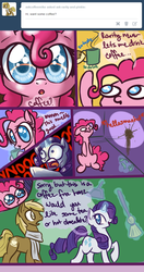 Size: 395x750 | Tagged: safe, artist:rastaquouere69, pinkie pie, rarity, oc, ask rarity and pinkie, g4, ask, coffee, female, lesbian, ship:raripie, shipping, tumblr